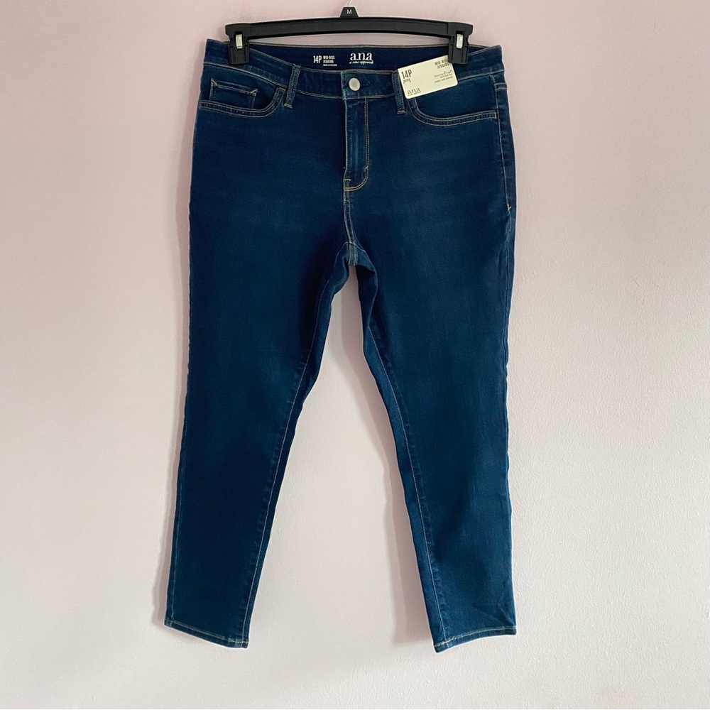 NEW a.n.a Dark Blue Mid Rise Denim Skinny Jeans size 14P